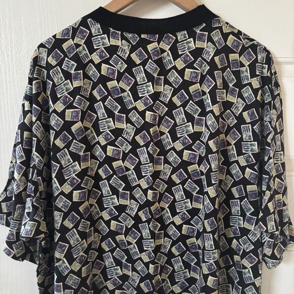 Vintage Retro Mens Shirt Passport Graphic Size Large Tropical Travel Comfort 90s - Picture 11 of 12